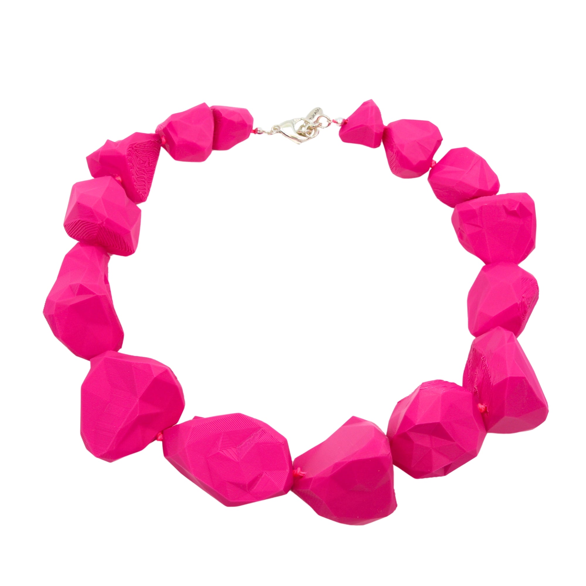 Tukadu Collier ‘Pop Rocks’ Neon-Pink – 3D-gedruckte Statement-Piece