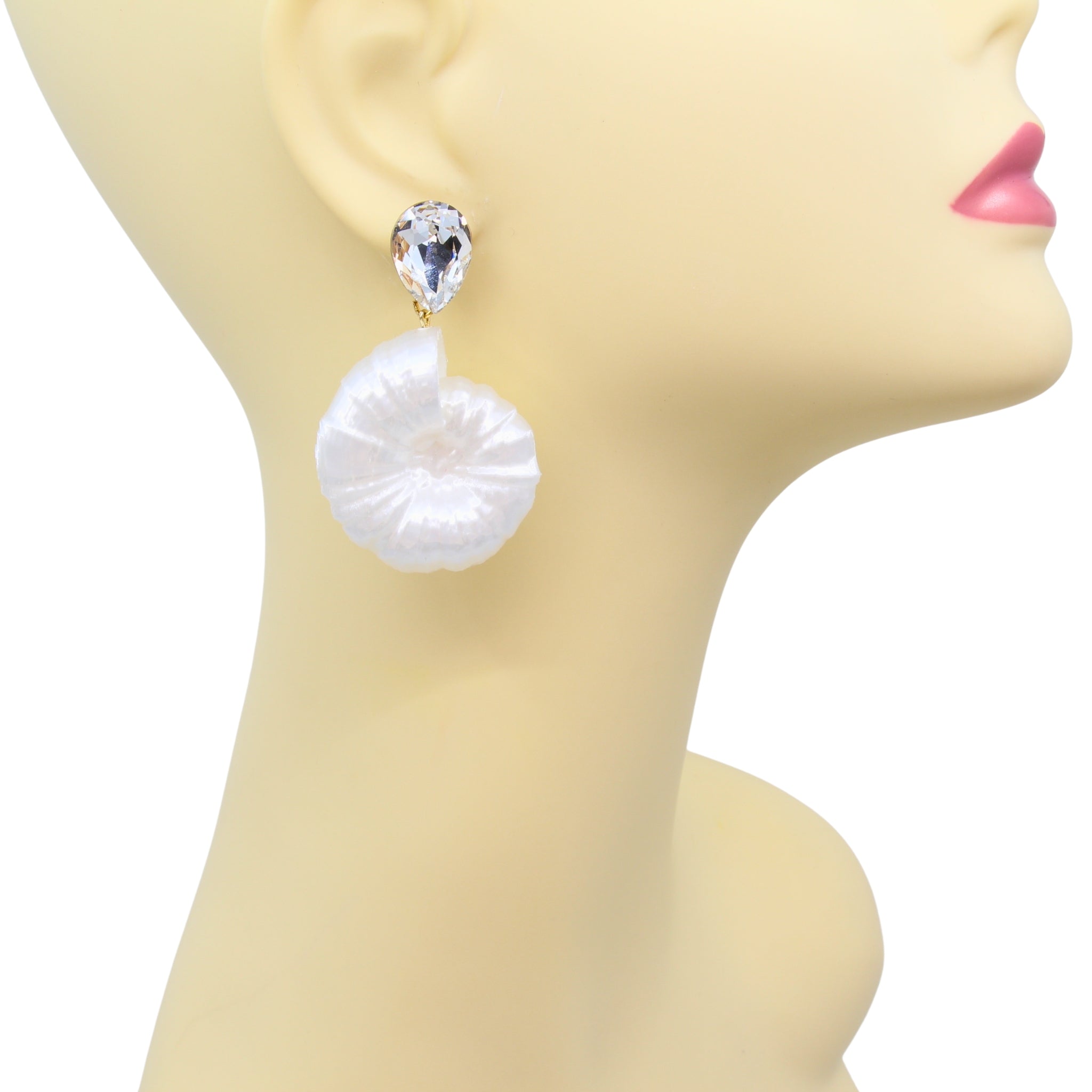 Tukadu Ohrringe 'Ammonite Shell Dreams ' – 3D-gedruckte Statement-Ohrringe mit Kristall & Fossilien-Design
