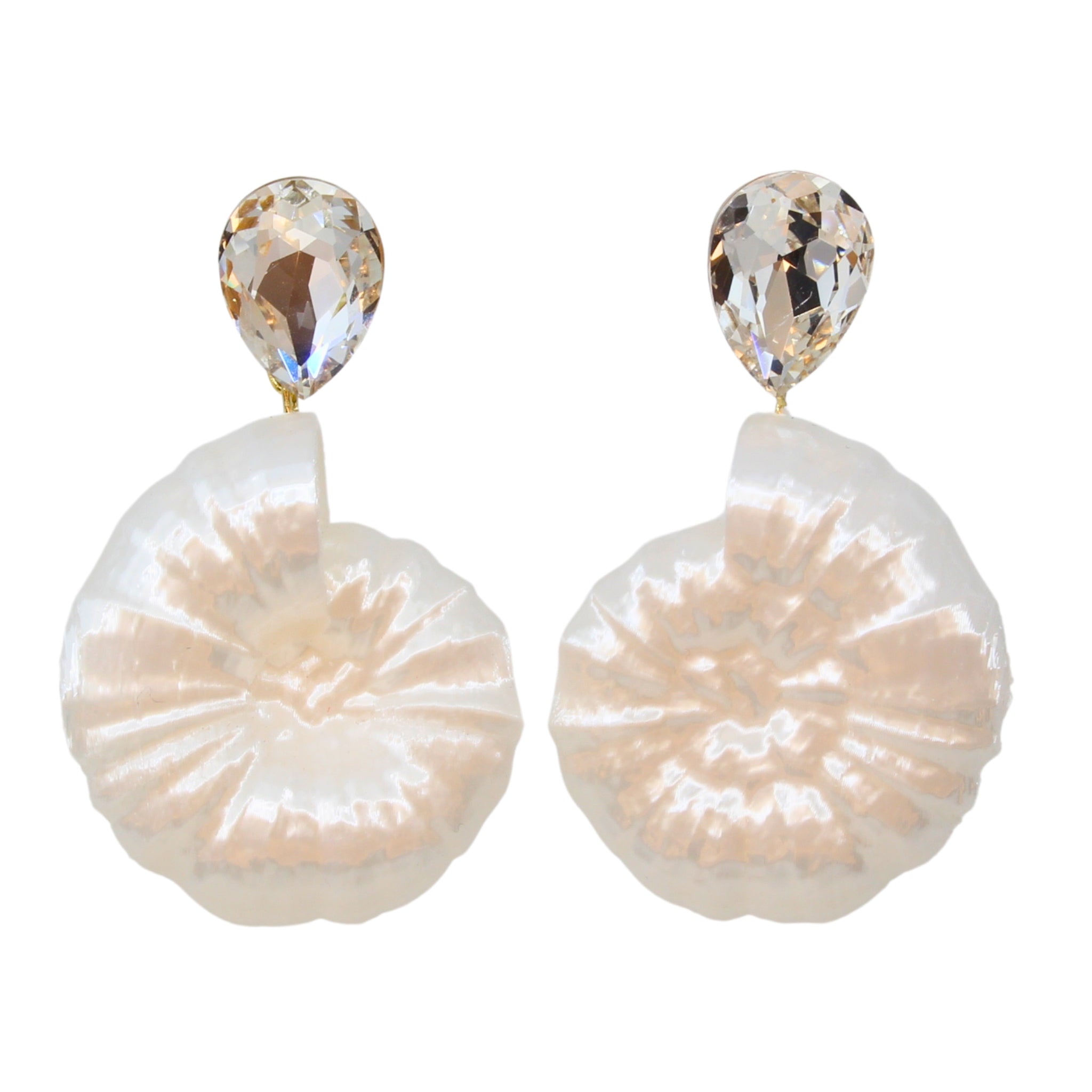 Tukadu Ohrringe 'Ammonite Shell Dreams ' – 3D-gedruckte Statement-Ohrringe mit Kristall & Fossilien-Design