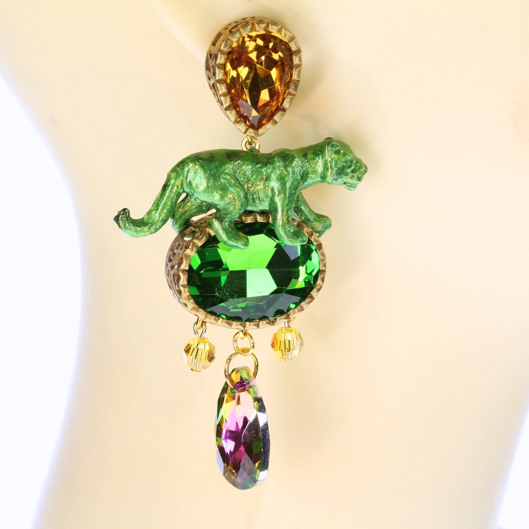 Statement Ohrringe 'Smaragd Panther'