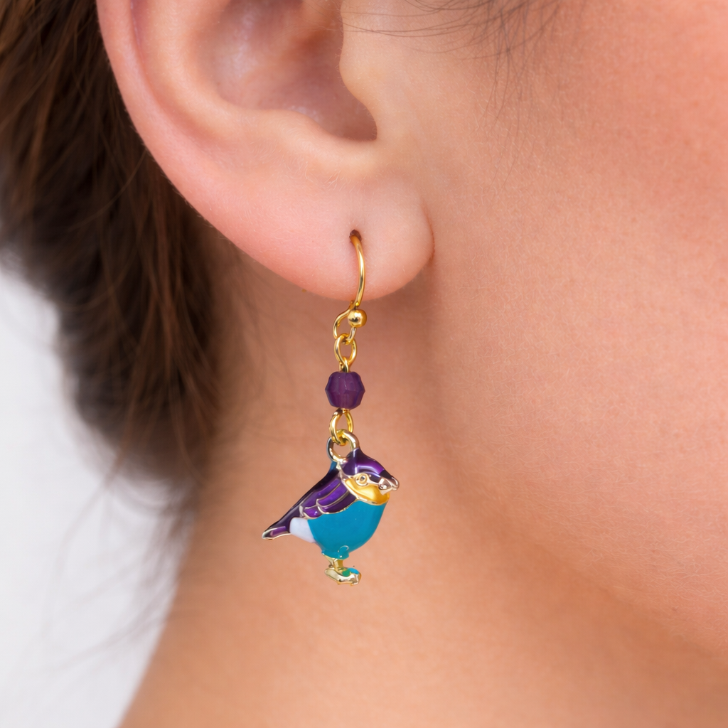Schwalben Ohrringe – emailliert & Swarovski Crystals Perle