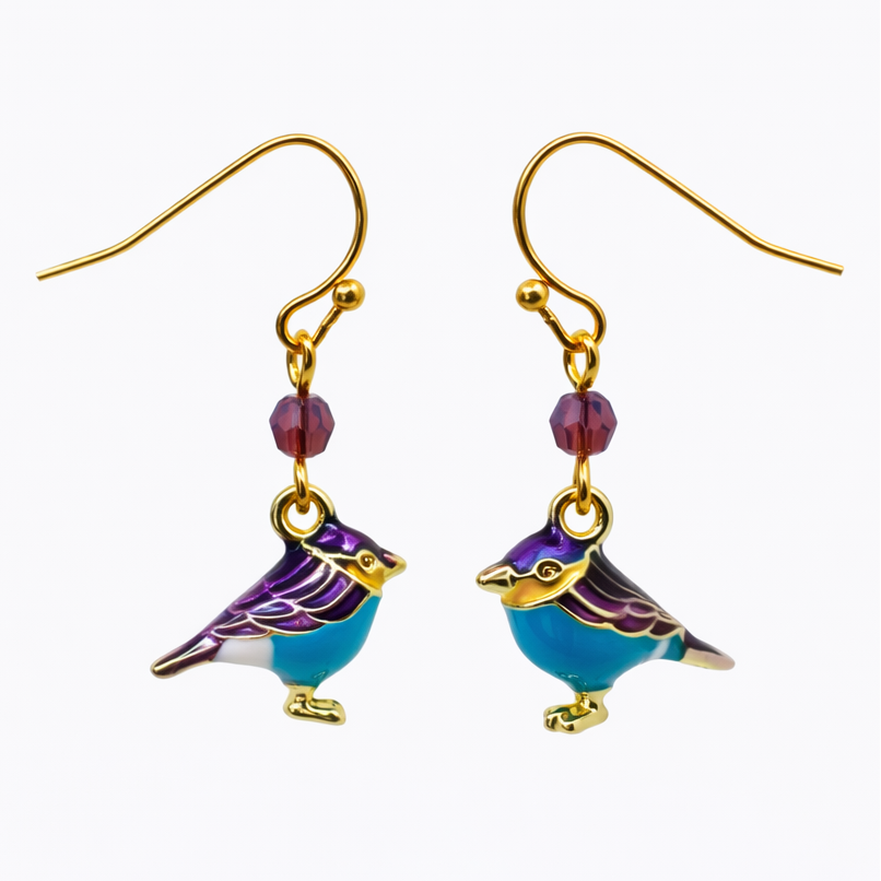Schwalben Ohrringe – emailliert & Swarovski Crystals Perle