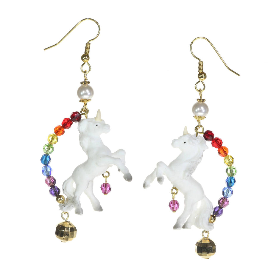 Unicorn with rainbow earrings