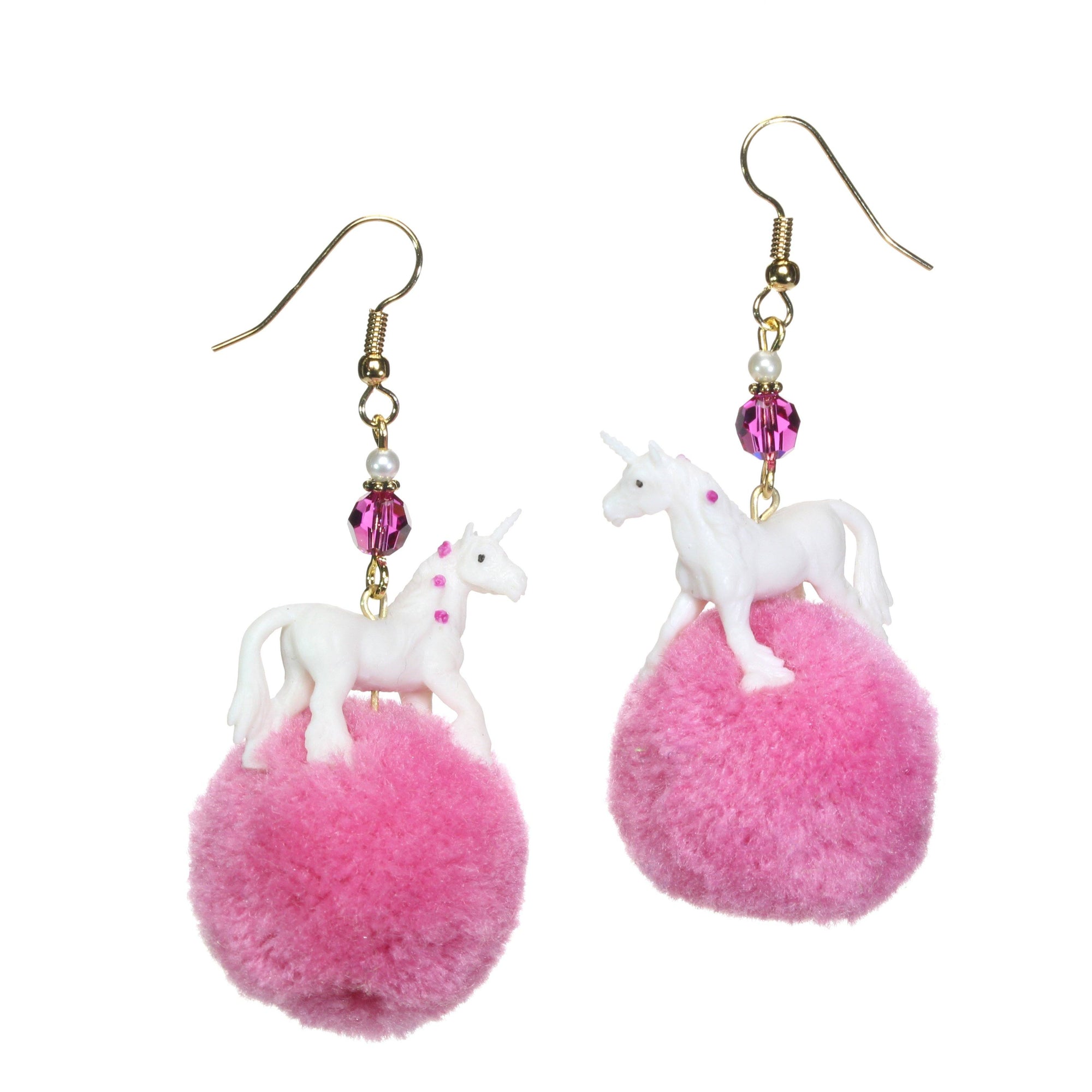 Mini animals on pompom earrings