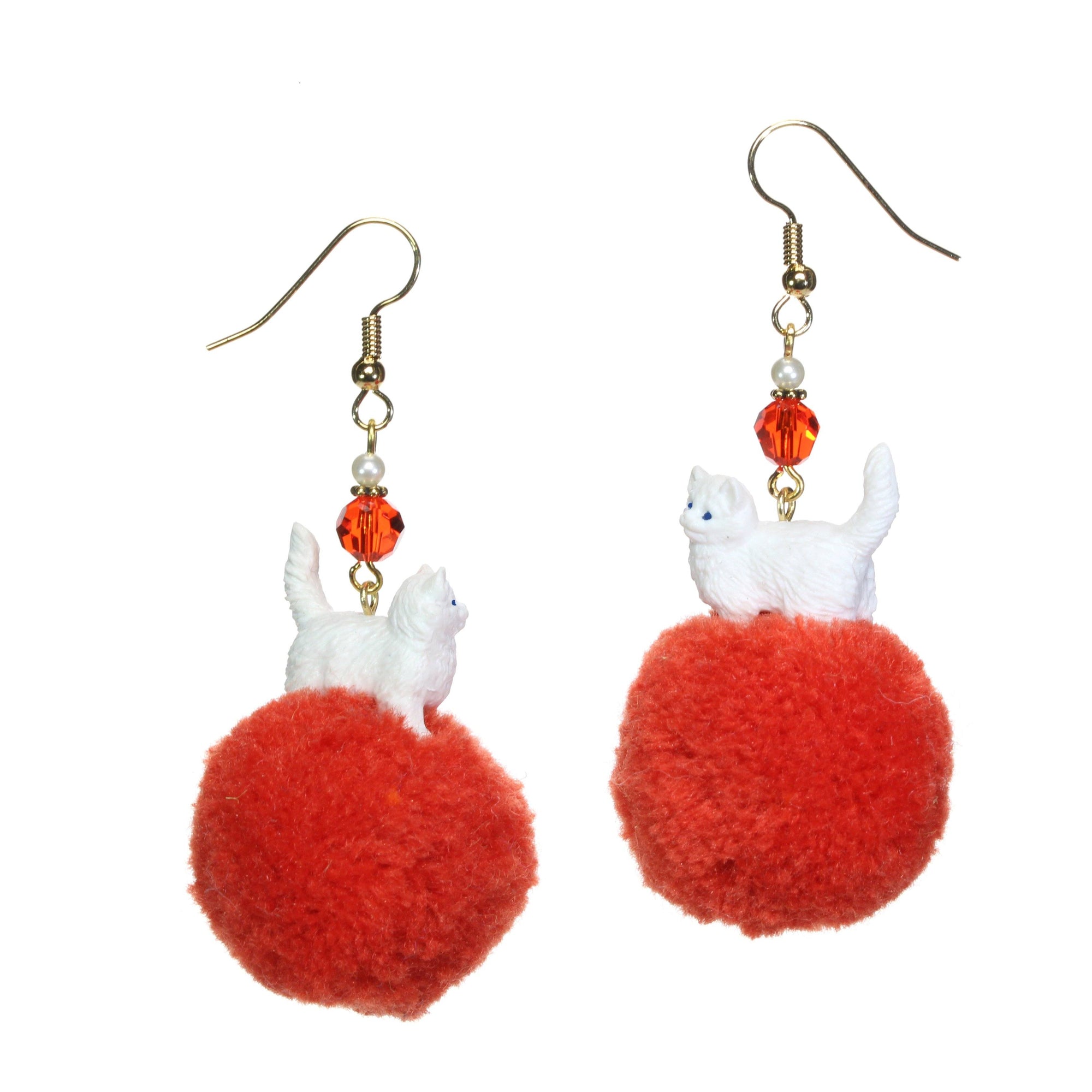 Mini animals on pompom earrings