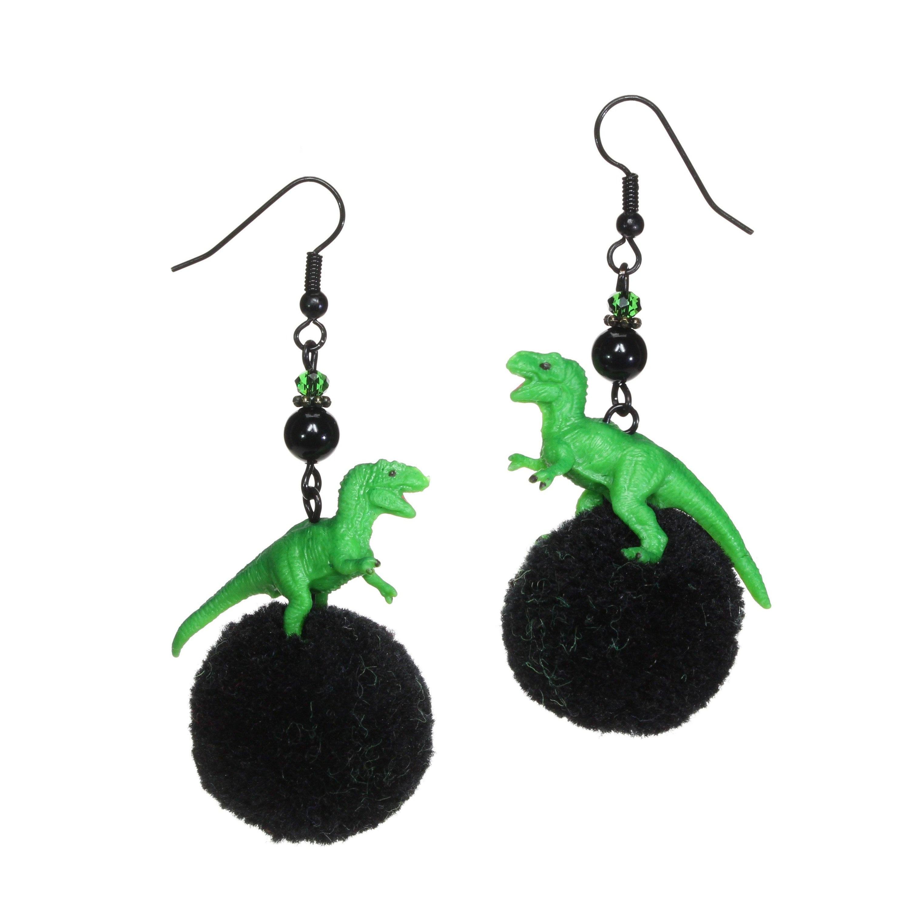 Mini animals on pompom earrings