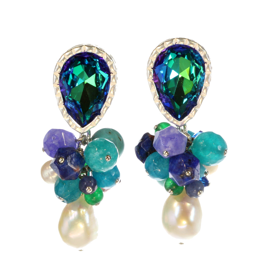 Gemstone Grapes Stud Earrings