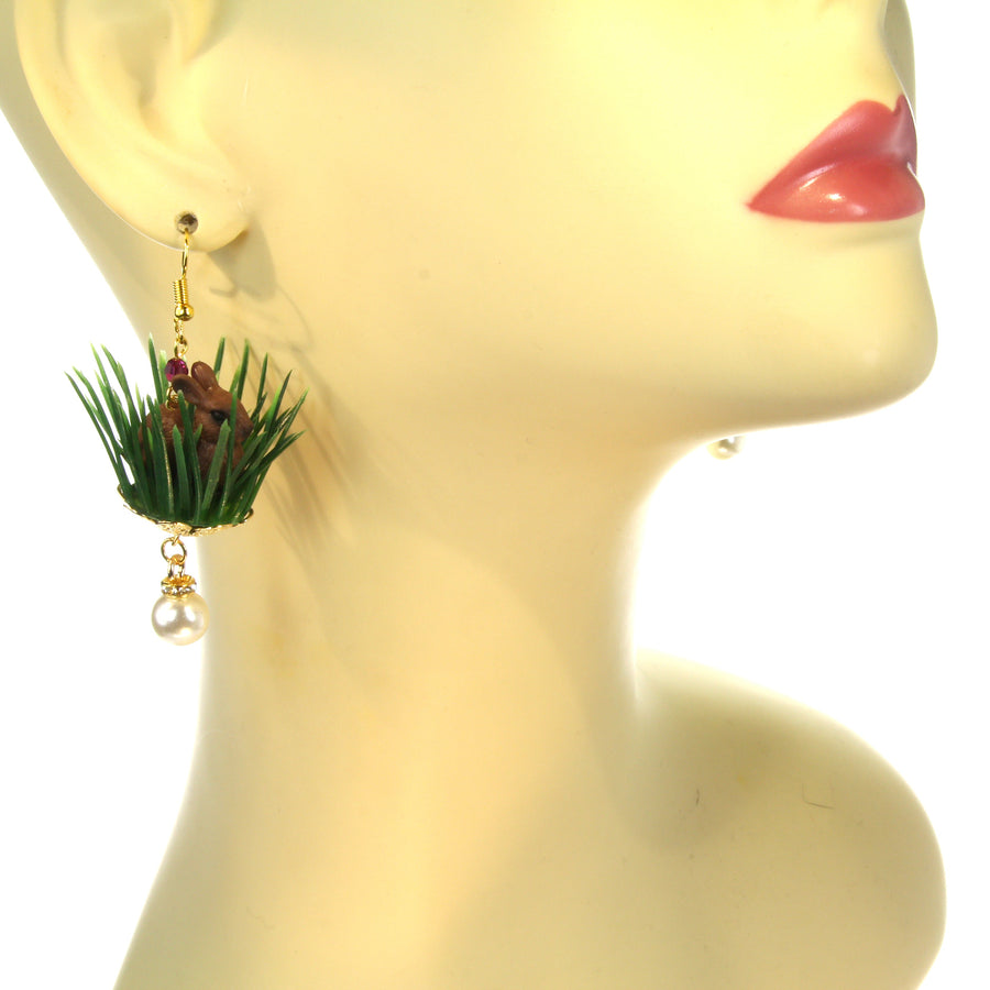 Easter bunny in the grass earrings