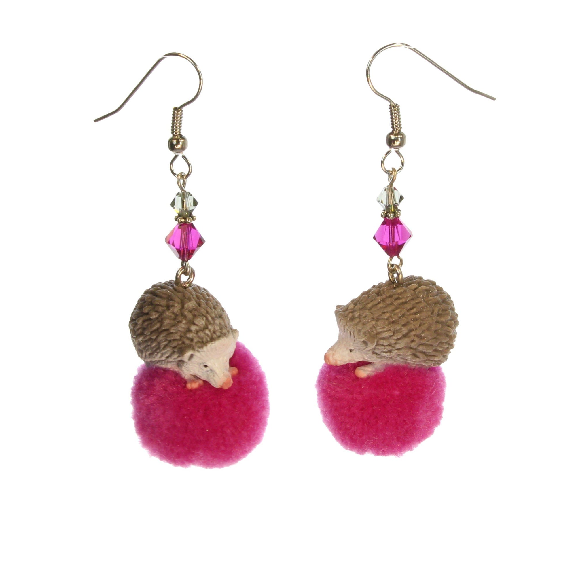 Mini animals on pompom earrings