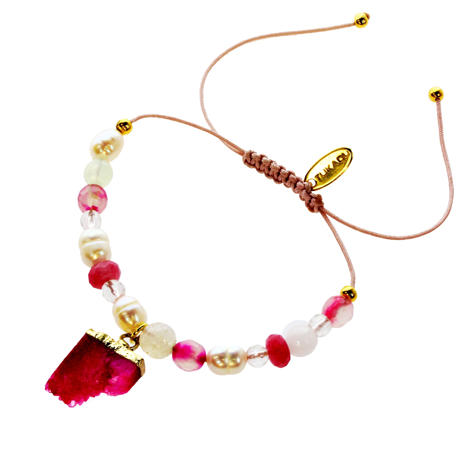 Semi-precious stone bracelet with pendant