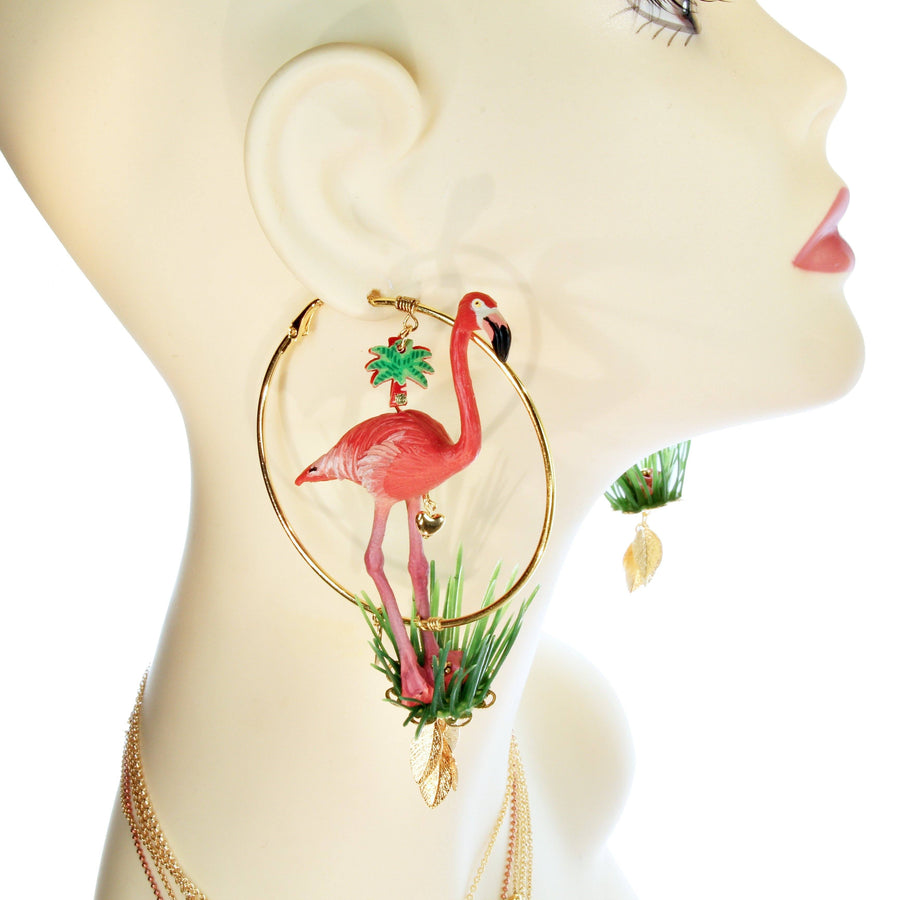 Hoop Earrings 'Flamingo Love'