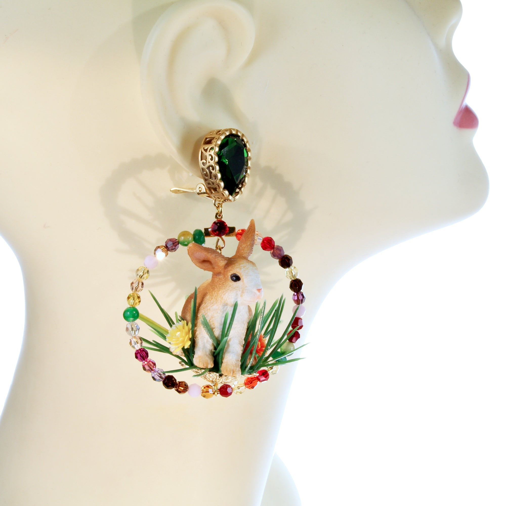 Easter bunny clip earrings