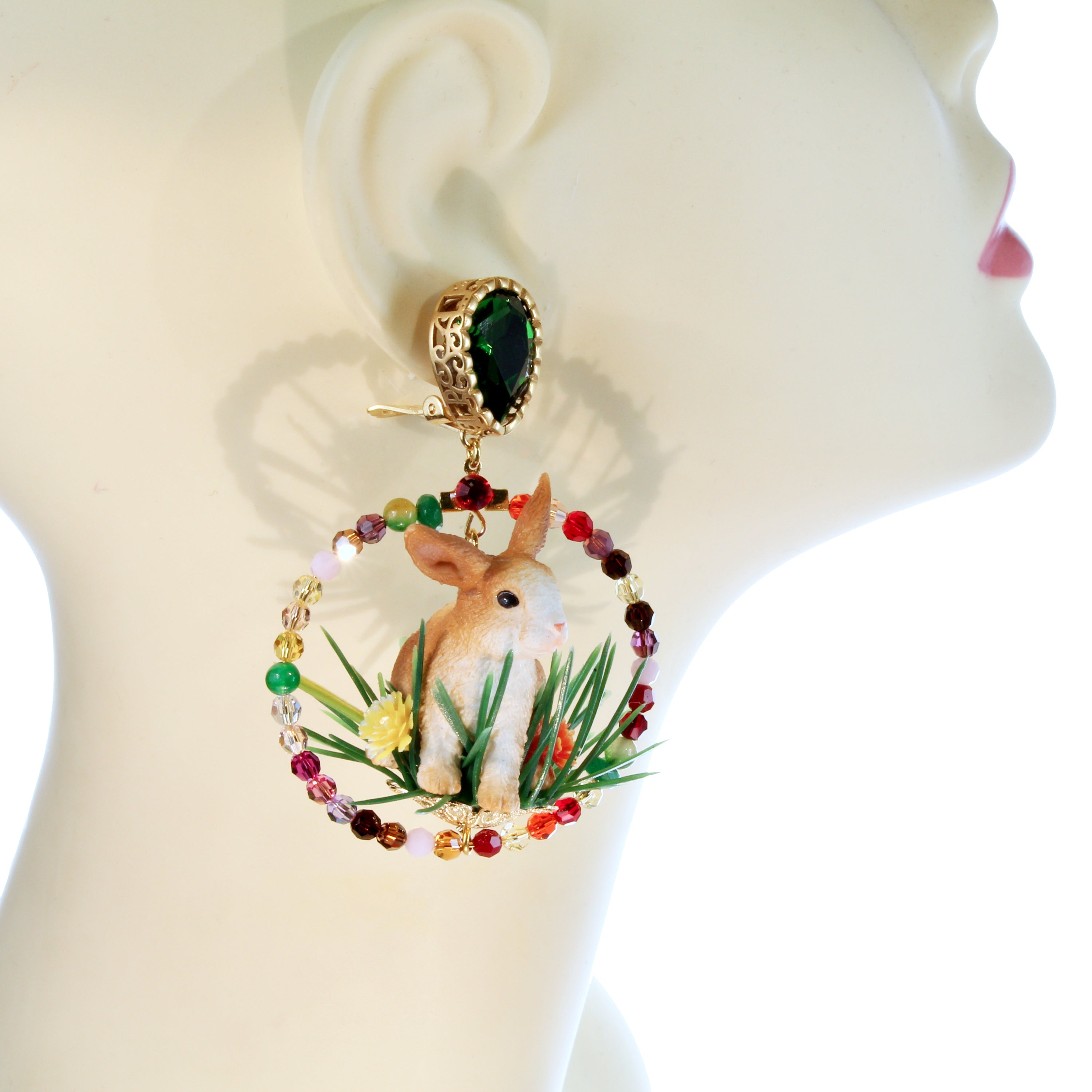 Easter bunny clip earrings