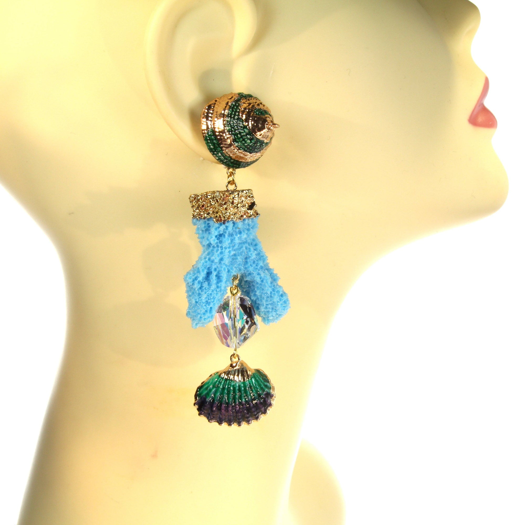 Giant Coral Stud Earrings