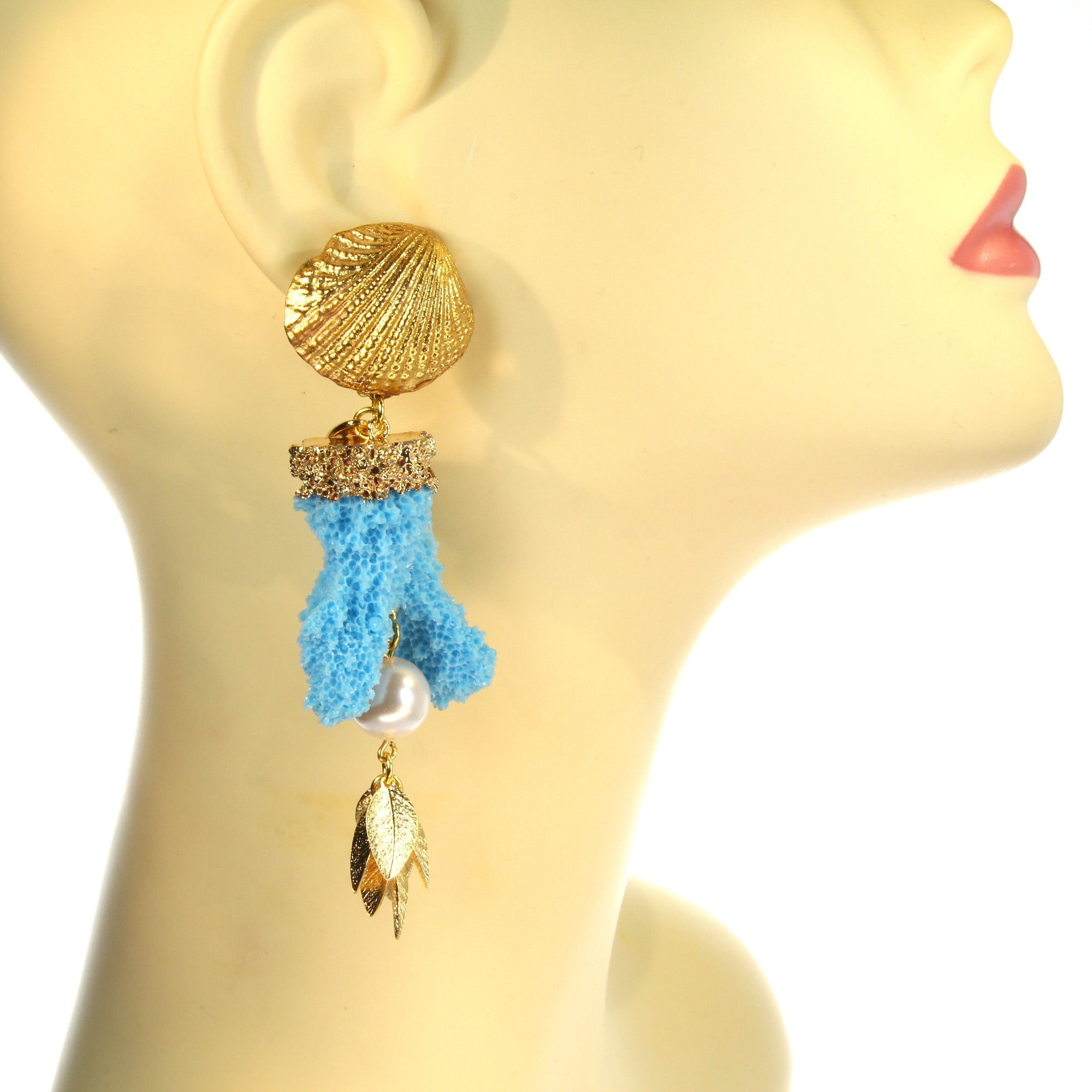 Giant Coral Stud Earrings
