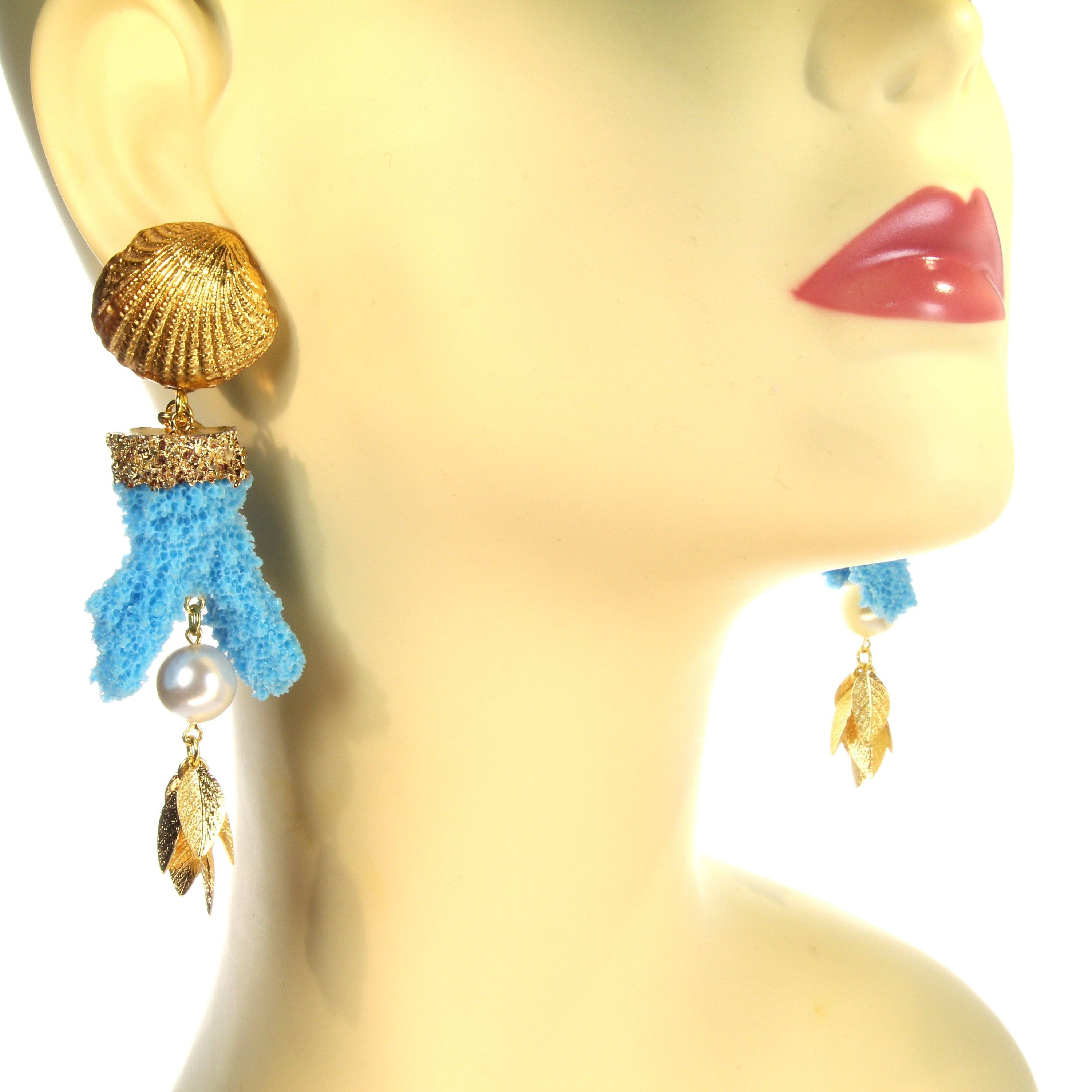 Giant Coral Stud Earrings