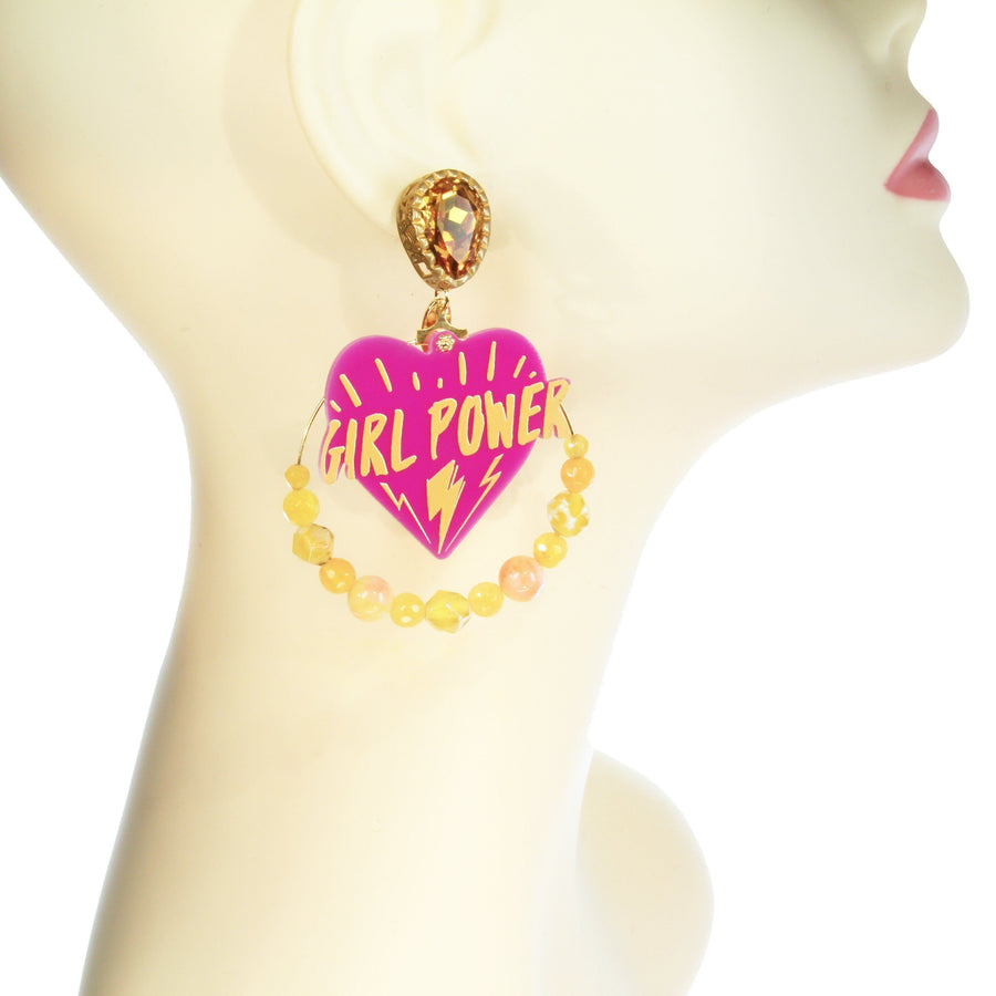 Tattoo hoop earrings 'Girl Power'