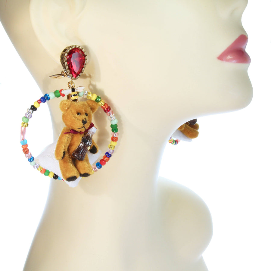 'Teddy Home Alone' hoop earrings