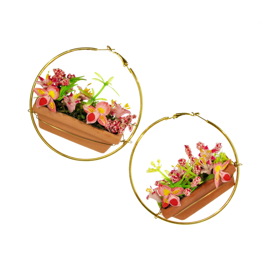 Fidis flower box hoop earrings