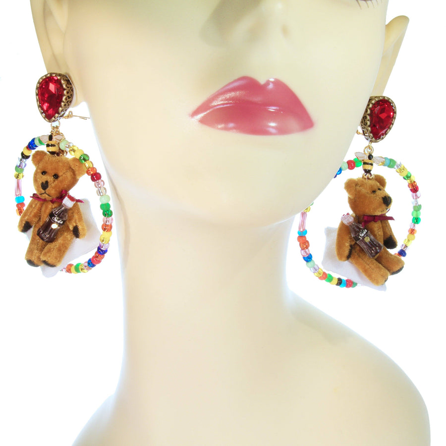 'Teddy Home Alone' hoop earrings