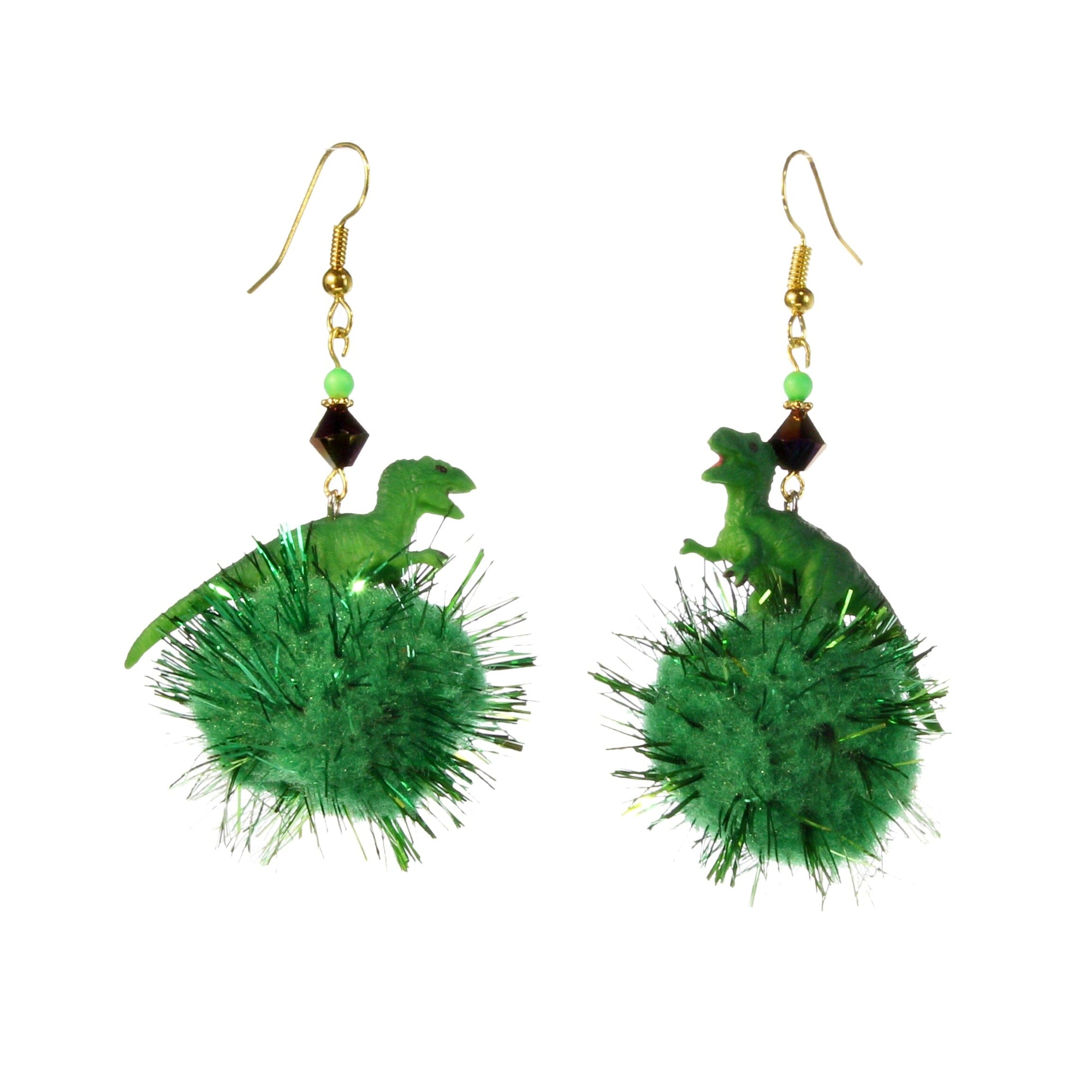 Mini animals on pompom earrings
