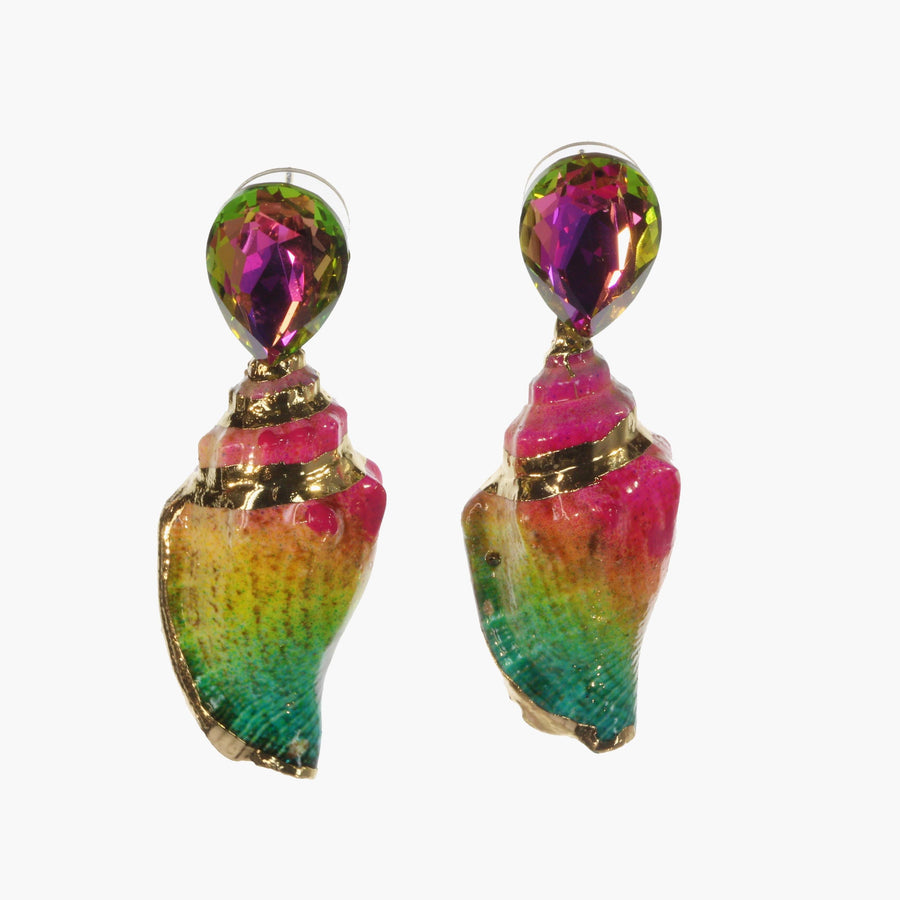 Ear studs with rainbow shell