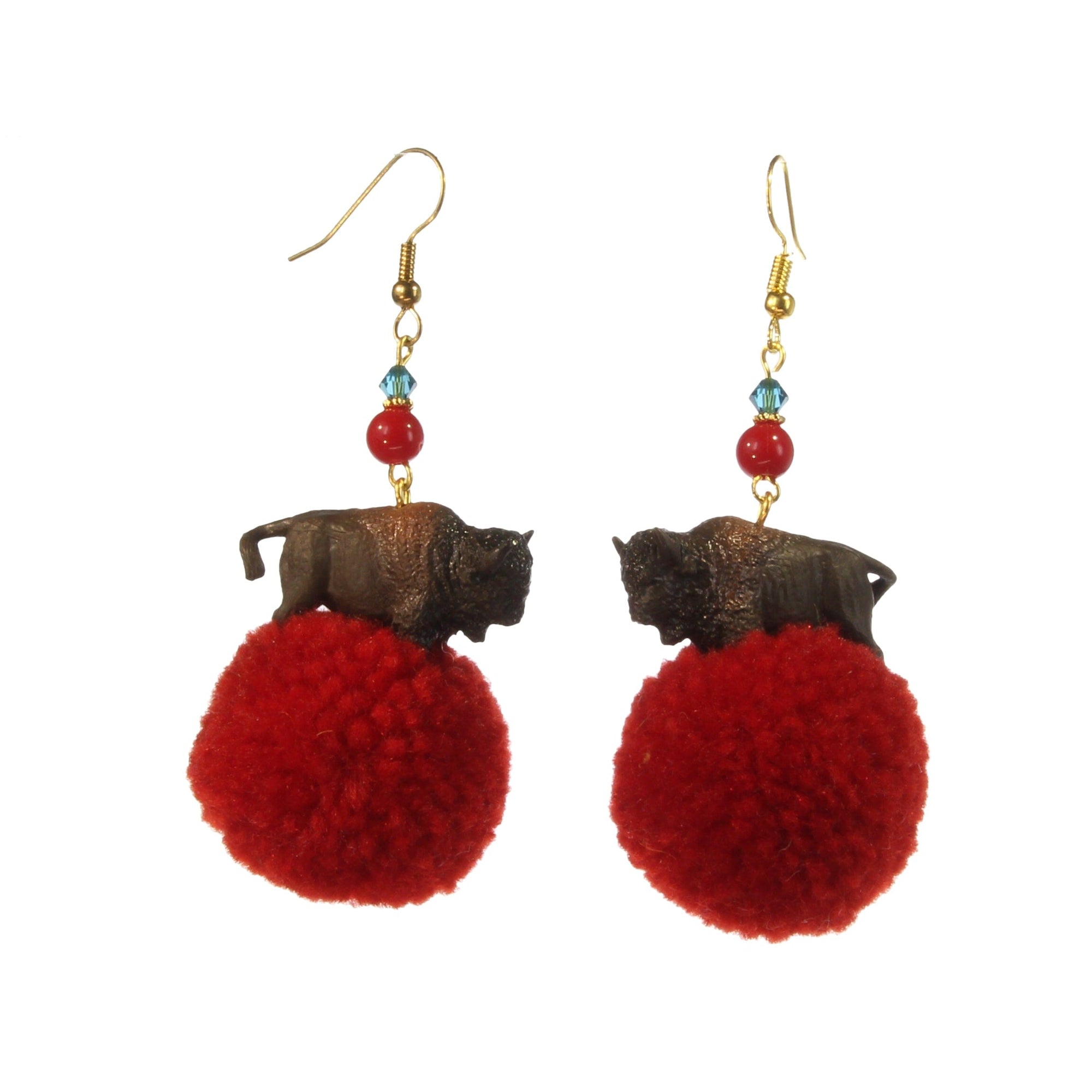 Mini animals on pompom earrings