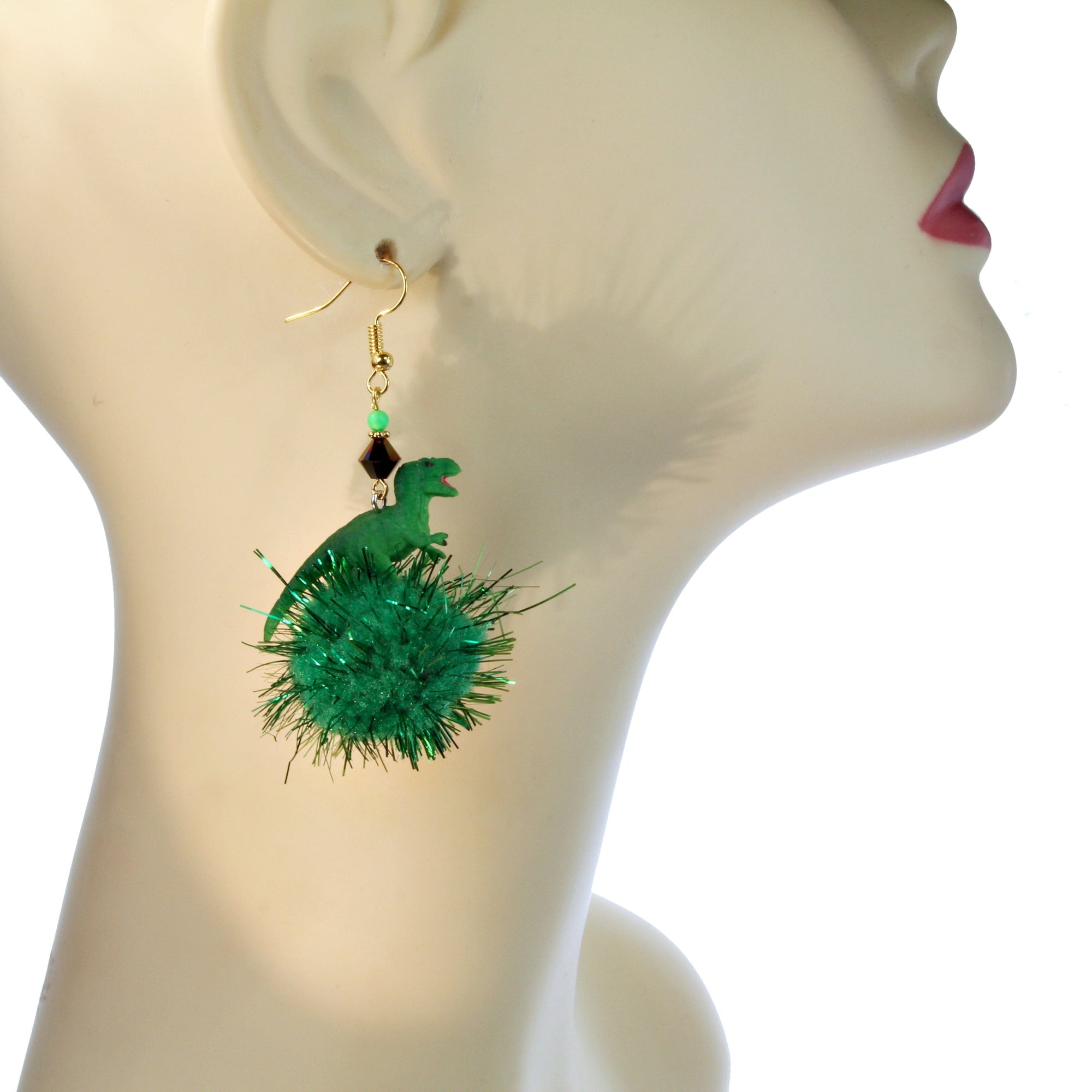 Mini animals on pompom earrings