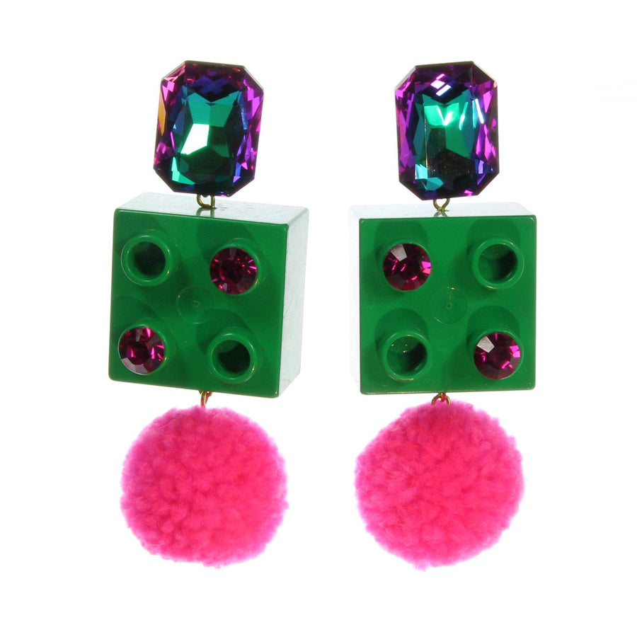 Earrings made from Lego® Duplo building blocks