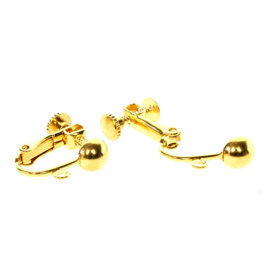 Gold colored ear clips with screw