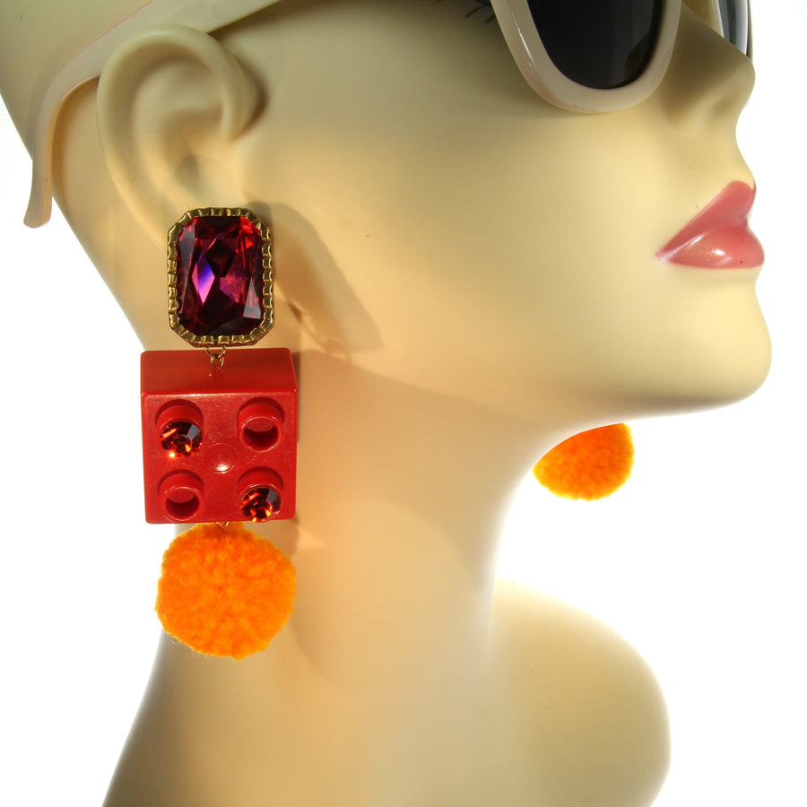 Earrings made from Lego® Duplo building blocks
