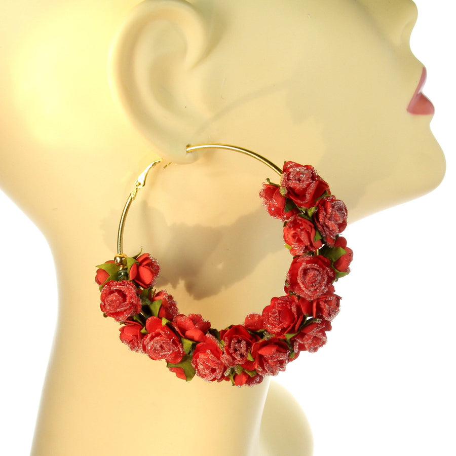 Rose hoop earrings