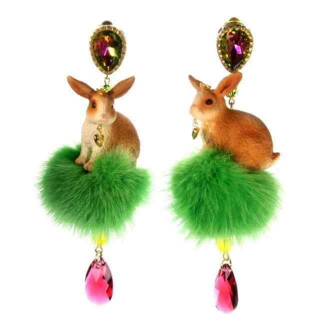 Easter bunny clip earrings