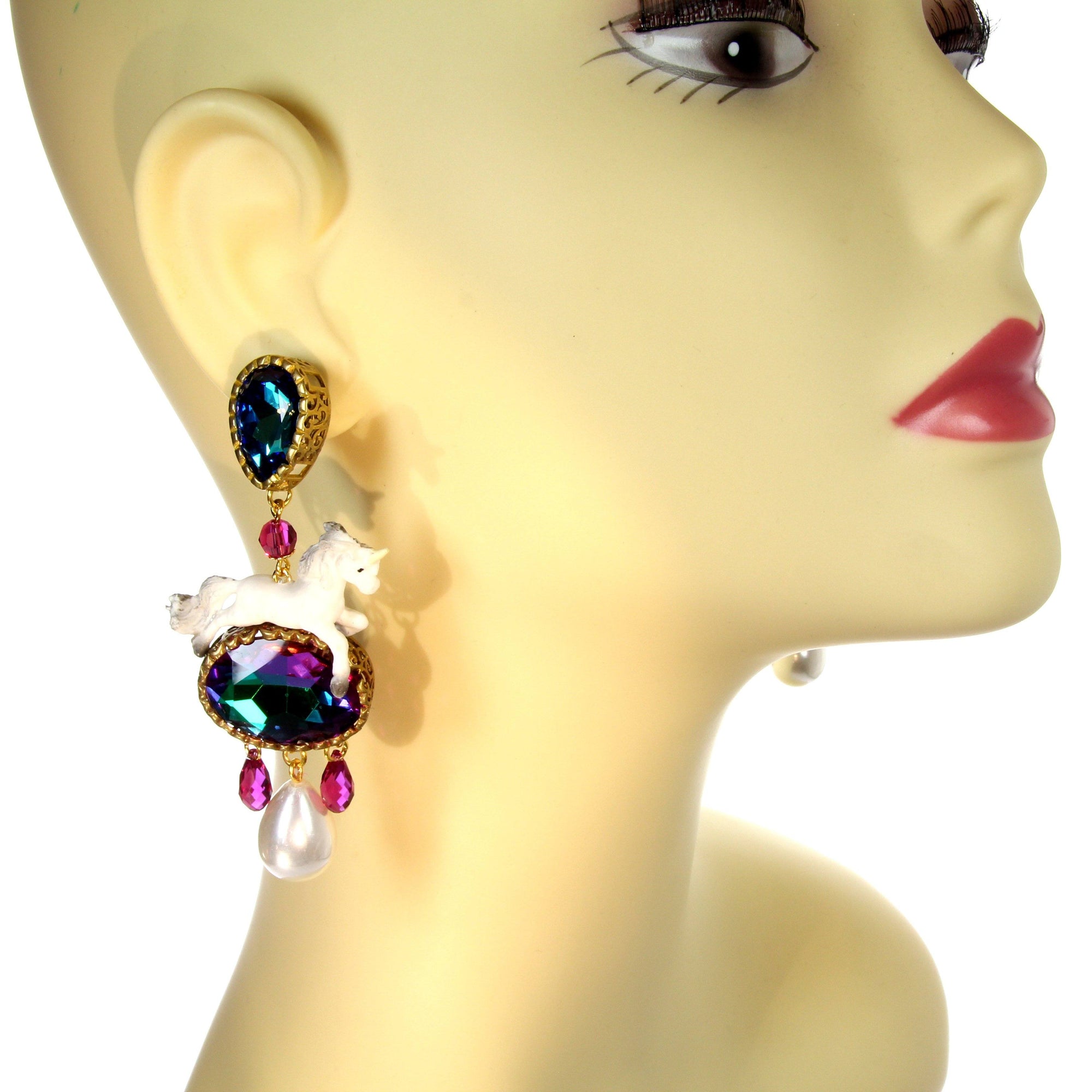 Unicorn clip earrings