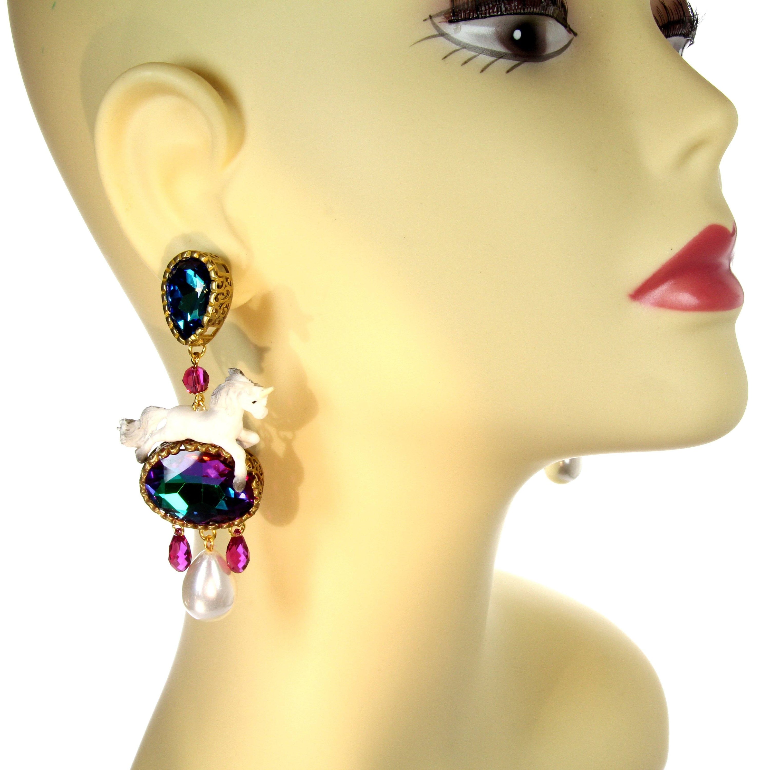 Unicorn clip earrings