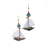 Sailing Ship Earrings - Blue