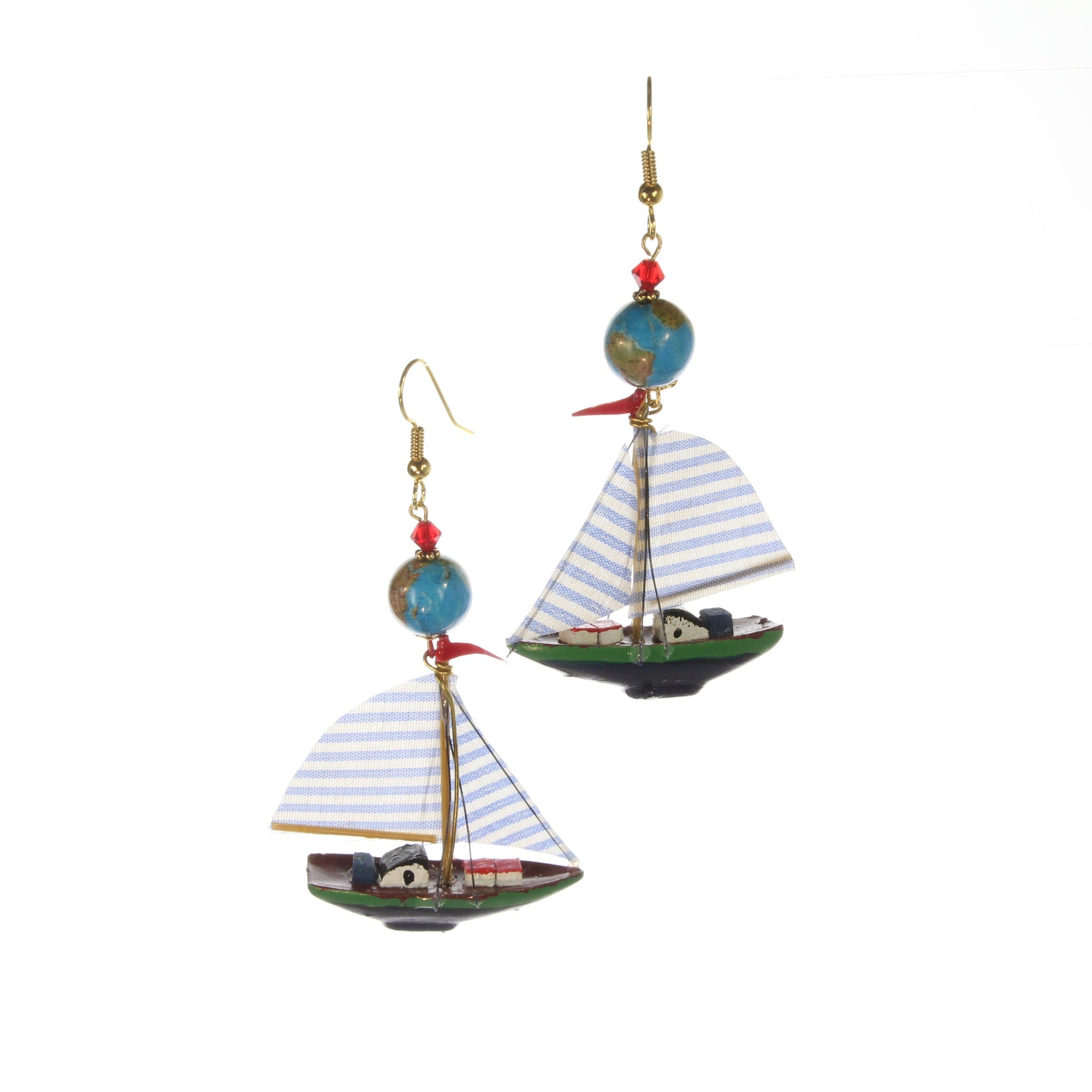 Sailing Ship Earrings - Blue