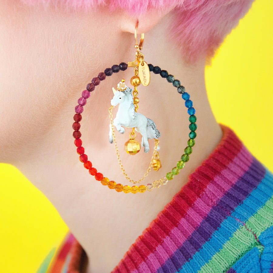 Magical unicorn hoop earrings